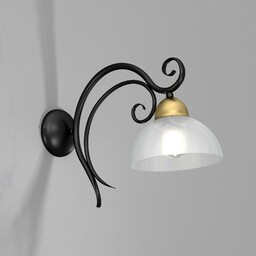 Luminex Kinkiet Flora, szklany klosz, czarny/mosiężny