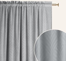 ZASŁONA WELUROWA LEAFLY - SZARA 140x250 TAŚMA