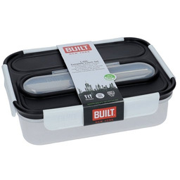 Built Lunchbox ze sztućcami czarny /