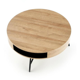 Stolik kawowy okrągły dąb złoty / czarny mat