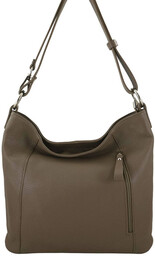 Pojemny skórzany worek na ramię - Beżowy ciemny