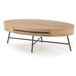 Stolik kawowy owalny dąb złoty / czarny mat