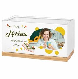 Personalizowana doniczka prostokątna z Twoim zdjęciem dla nauczycielki