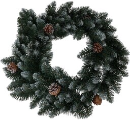 Świąteczny wieniec dekoracyjny Snowy zielony, śr. 60 cm