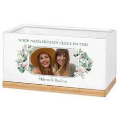 Personalizowana doniczka prostokątna z Twoim zdjęciem dla przyjaciółki