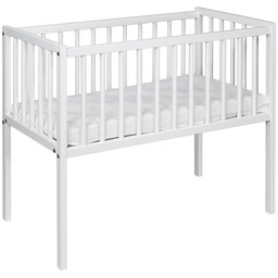 Łóżeczko Charlie biały 80x40 BUKOWE dostawka MATERAC opuszczany