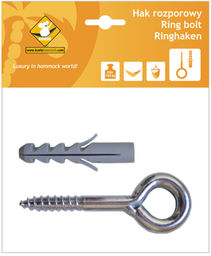 Hak rozporowy do montażu hamaków i foteli hamakowych,