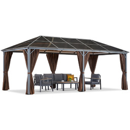 Altana ogrodowa Milos 3x6m z brązowymi zasłonami Garden