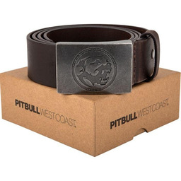 SKÓRZANY pasek PIT BULL BONES brązowy-110 cm.