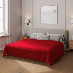 Narzuta pikowana w kratę, czerwony, Etna