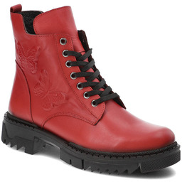 Artiker Czerwone Botki Modne Skórzane Buty