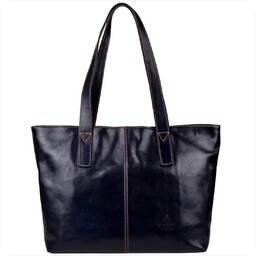 Torebka skórzana shopper XL granatowa VEZZE