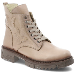 Artiker Beżowe Botki Eleganckie Skórzane Buty