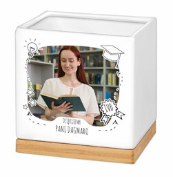 Personalizowana doniczka kwadratowa z Twoim zdjęciem dla wychowawczyni