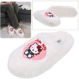 Hello Kitty Białe damskie papcie/kapcie domowe, ciepłe, miękkie,
