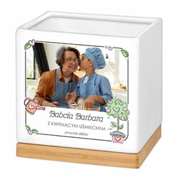 Personalizowana doniczka kwadratowa z Twoim zdjęciem dla babci