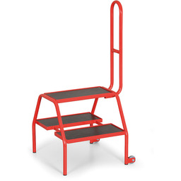 Schodki stalowe mobilne z uchwytem, 2 kółka, wysokość