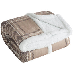 Koc bożonarodzeniowy z barankiem w beżową kratę K188-03