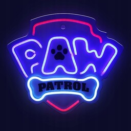 Hanging neon Led Paw Patrol on plexiglass Logo