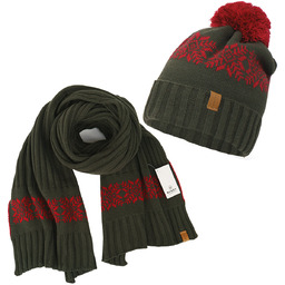 Nandy Komplet Czapka Szalik Ciepły Zimowy Norweski -