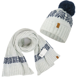 Nandy Komplet Czapka Szalik Ciepły Zimowy Norweski -