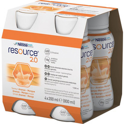 Resource, 2.0, smak ananas-mango, 4x200 ml