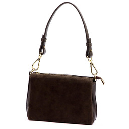 Luka damska listonoszka skórzana zamsz trzykomorowa torebka