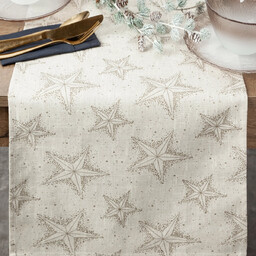 Bieżnik bożonarodzeniowy kremowy w złote gwiazdki OSB-193-1