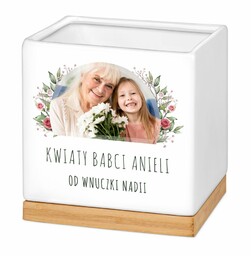 Personalizowana doniczka kwadratowa z Twoim zdjęciem dla babci