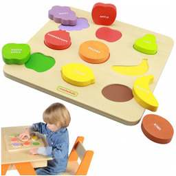 Drewniany Sorter Kształtów Kolorowe Owoce Montessori