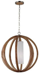 Lampa wisząca drewniana kulista z białym kloszem FE/ALLIER/P/L