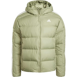 adidas Mężczyźni Essentials Midweight Down Hooded Stripes Jacket,