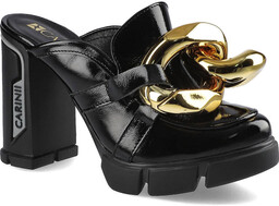 Czarne Klapki Carinii Damskie Stylowe Buty