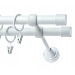 Karnisz Metalowy podwójny fi19 mm 250cm Biały Mat