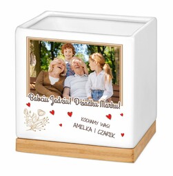 Personalizowana doniczka kwadratowa z Twoim zdjęciem dla dziadków