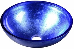 MURANO BLU umywalka szklana nablatowa, średnica 40cm, niebieska