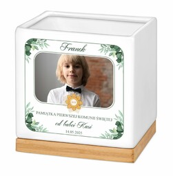 Personalizowana doniczka kwadratowa z Twoim zdjęciem dla chłopca