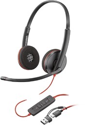 Poly Blackwire 3220 Stereo USB-C Black Headset +USB-C/A