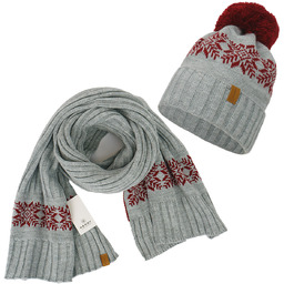 Nandy Komplet Czapka Szalik Ciepły Zimowy Norweski -
