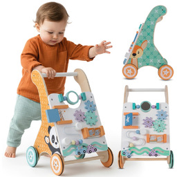 Pchacz dla dziecka 2w1 drewniany chodzik interaktywny tablica