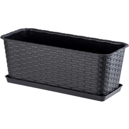Doniczka balkonowa rattanowa z podstawką Frette 40 cm,