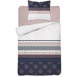 Pościel bawełniana 140x200 granatowa pudrowa glamour ornamenty Bawełna