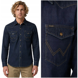 Wrangler Western Shirt Canyon regular ciemna koszula jeansowa