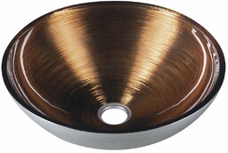 MURANO WENGE umywalka szklana okrągła 40x14cm, miedź/srebrny AL5318-66