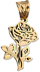 Złoty wisiorek 585 frezowana róża zdobiona różyczka origami