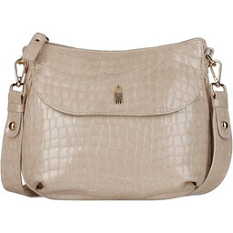 WOJEWODZIC MELISSA - Beżowa lakierowana listonoszka skórzana croco