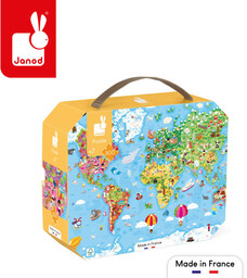 Edukacyjne puzzle w walizce Ogromna mapa świata 300
