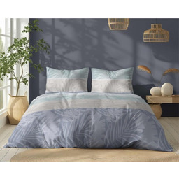 Pościel bawełniana 220x200 Bawełna 32 niebieska beżowa pasy