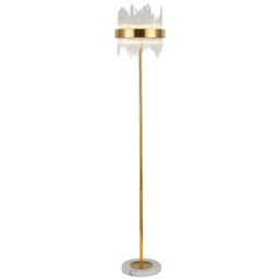 Złota LAMPA STOJĄCA Royal Crystal Floor na marmurowej