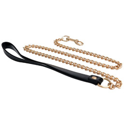 Metal and leather chain leash